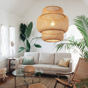 Three Tier Woven Bamboo Pendant Shade